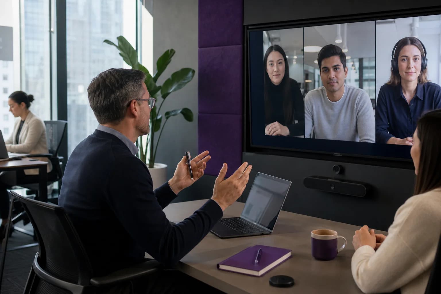 Business leader collaborating with a remote workforce