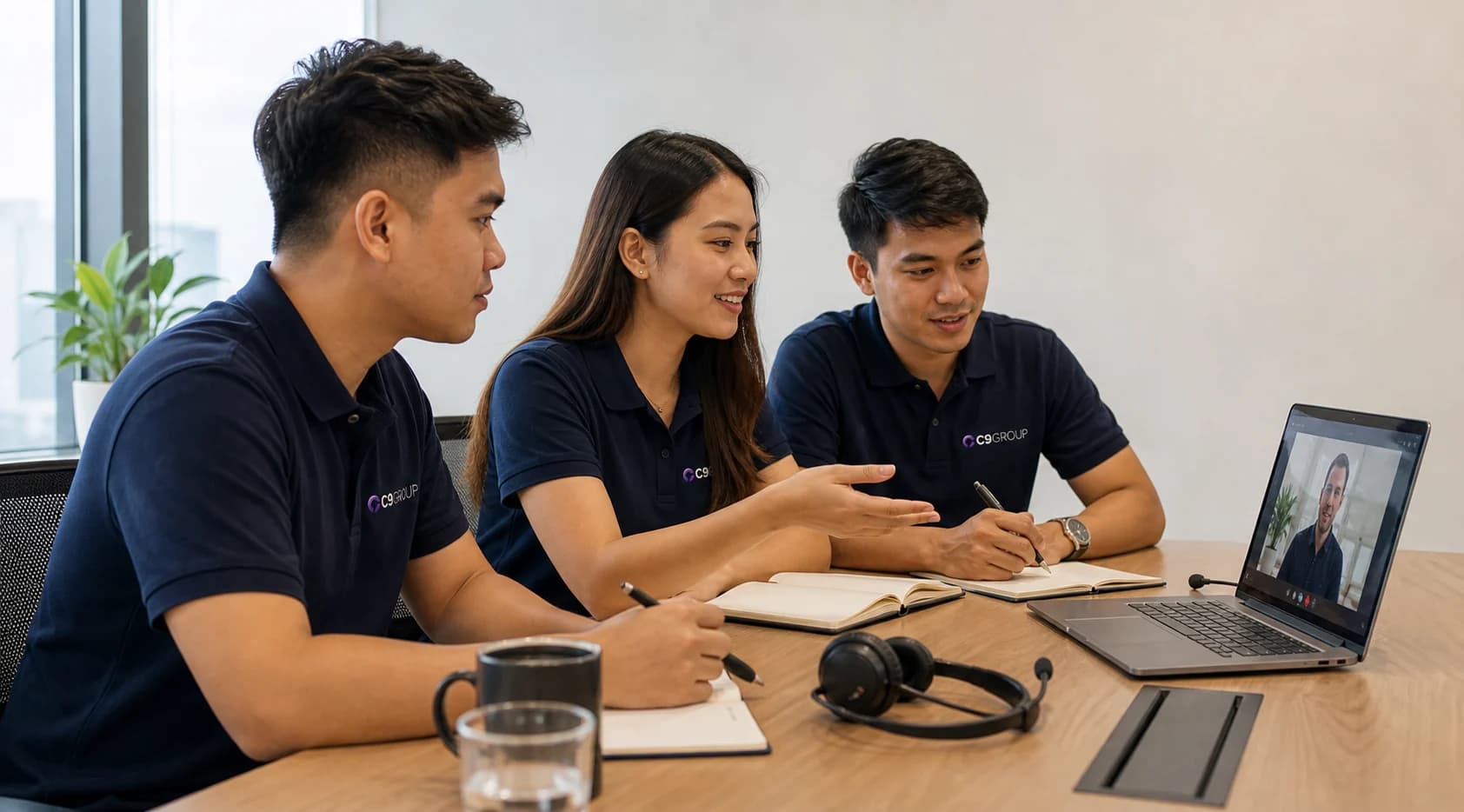 Filipino C9 GROUP workforce operations staff planning a managed remote team for a client