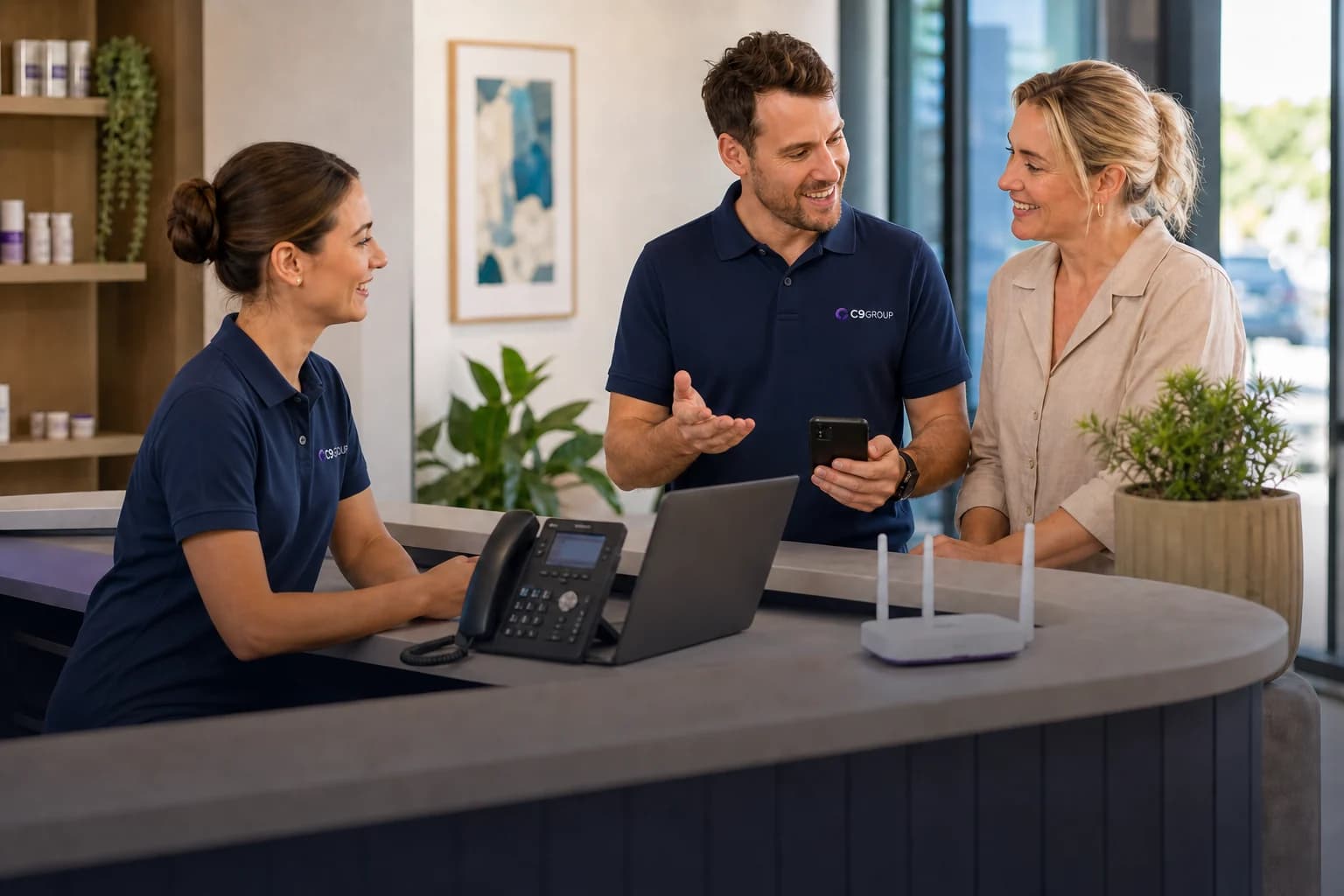 C9 GROUP staff member helping an Australian small business team with telco setup