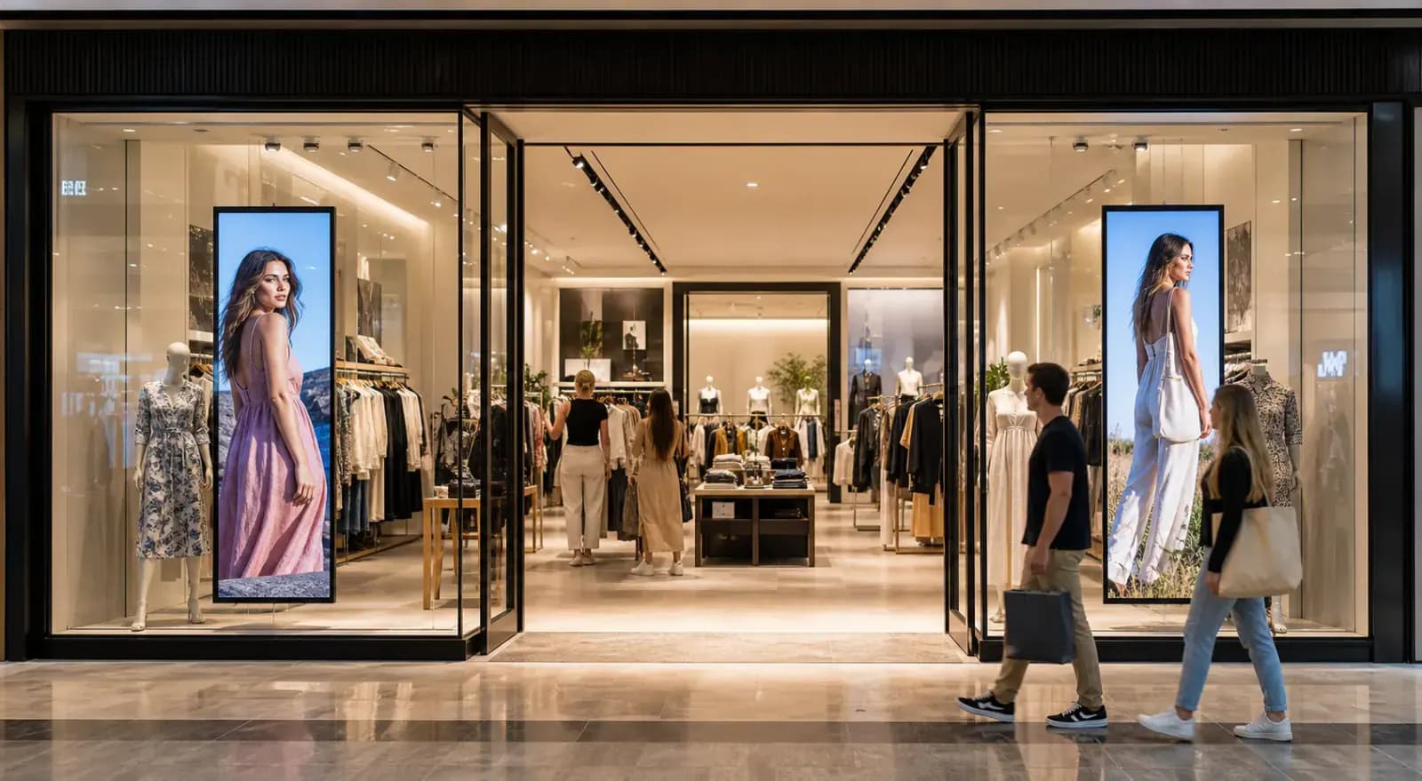 Retail storefront using managed Digital Signages screens